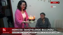 Mersin'de Mustafa dede 102’nci yaş gününü çocukları ve torunlarıyla kutladı