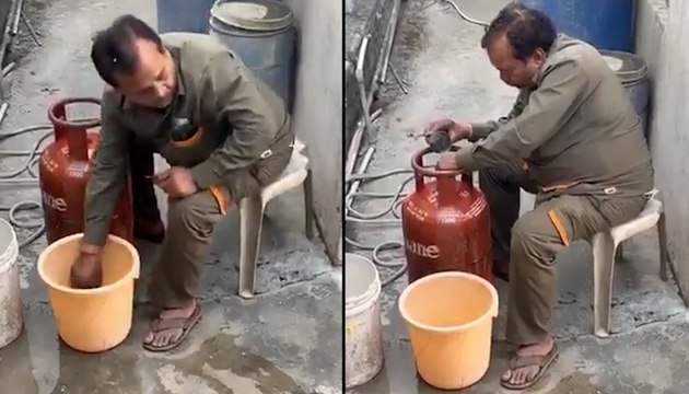 Shocking! Gas Delivery Boy Caught Pouring Water into LPG Cylinder in Lucknow | Viral Video