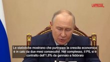 Putin lancia l'allarme: "Pil russo in calo dell'1,8% da 2 mesi consecutivi"