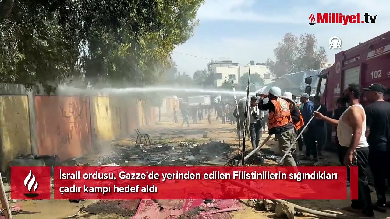 İsrail ordusu, Gazze'de yerinden edilen Filistinlilerin sığındıkları çadır kampı hedef aldı
