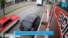 Un motociclista sufrió múltiples fracturas tras un brutal choque en Ensenada