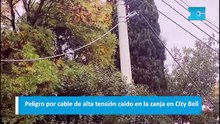 Peligro por cable de alta tensión caído en la zanja en City Bell
