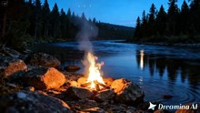 Feu de Camp au Bord de la Rivière – Relaxation Nature