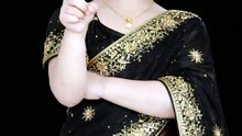young-south-asian-girl-in-black-saree-with-golden-
