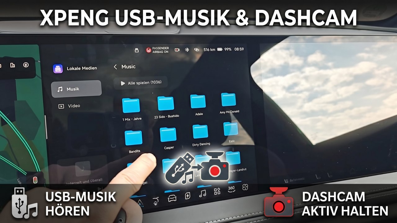 Xpeng G9 G6 P7 versteckte Funktion: USB Musik + Dashcam parallel