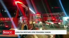 Çorlu'da müstakil evin terasında yangın