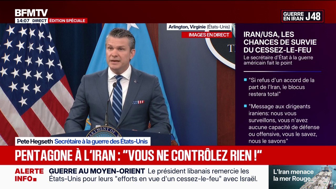 "Les États-Unis et leur marine contrôlent le trafic dans le détroit" d'Ormuz, assure Pete Hegseth, secrétaire à la Défense des États-Unis