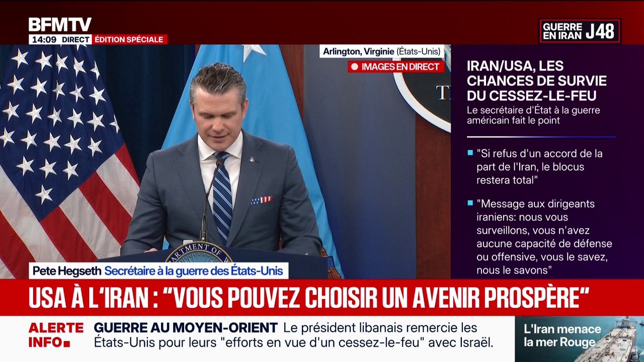 Guerre au Moyen-Orient: le secrétaire à la guerre américain "demande" au régime iranien "de faire le bon choix"