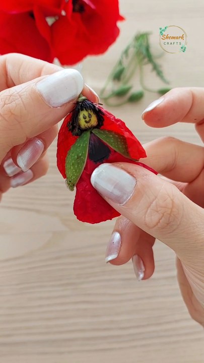 Making Cute Red Poppy Flower Doll | Craft Idea in Nature