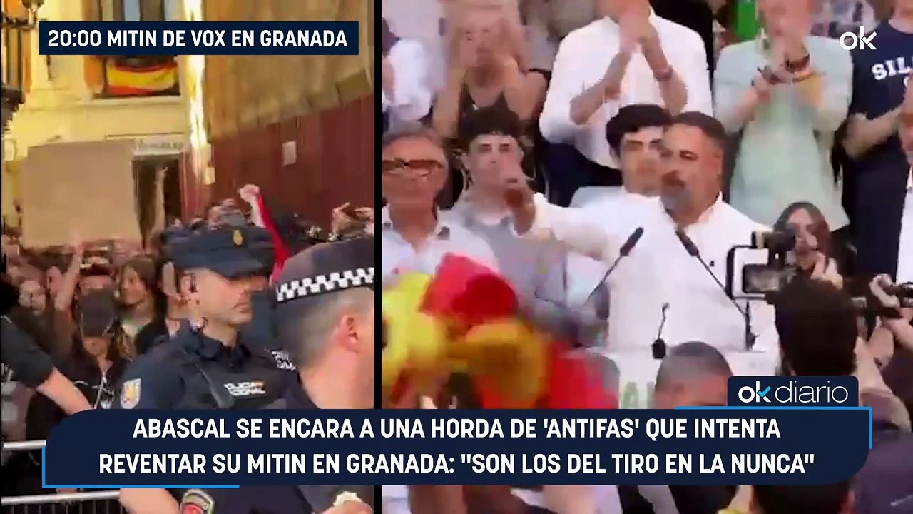 Abascal se encara a una horda de ‘antifas’ que intenta reventar su mitin en Granada: "Son los del tiro en la nuca"