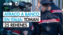 Atracadores de bancos en Italia toman como rehenes a 25 personas