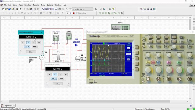 Electrónica de Potencia - Disparo de un SCR _Multisim 14.3