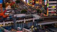 Vue sur le Shibuya Crossing, Tokyo, Japon