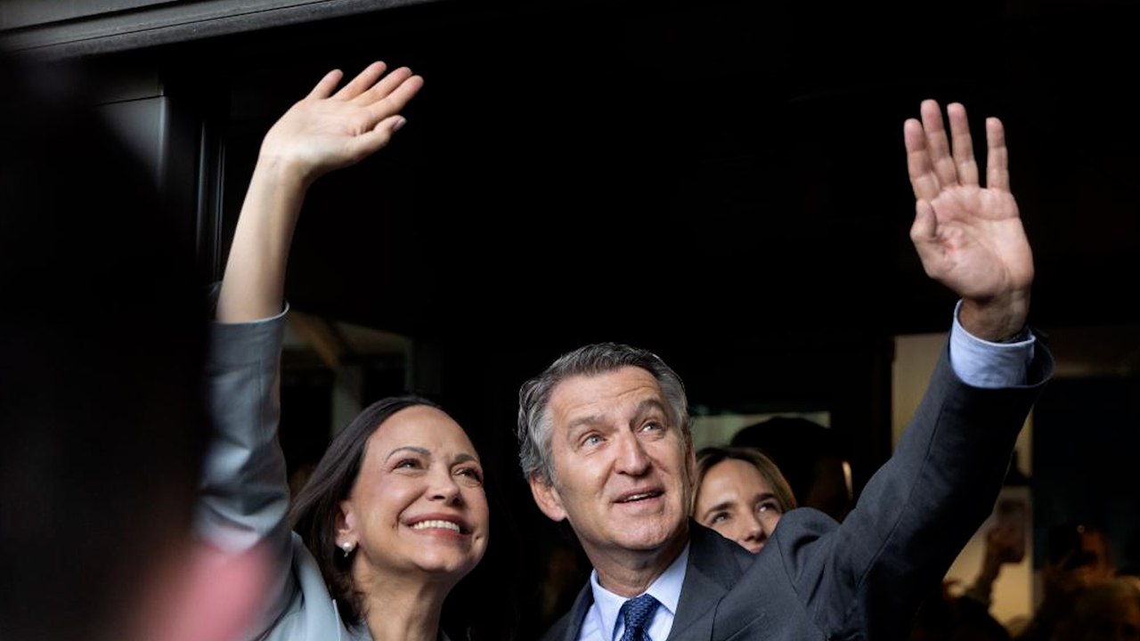 María Corina Machado, recibida por Feijóo y otros cargos del PP en Génova