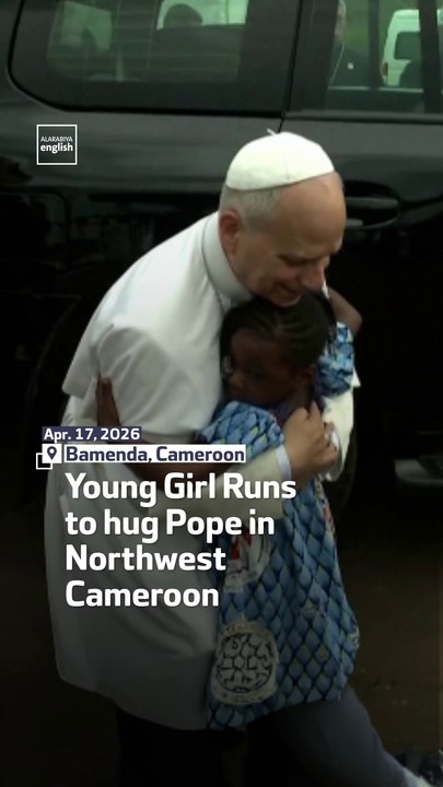 Young Girl Runs to hug Pope in Northwest Cameroon