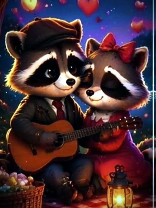 Racoons in love