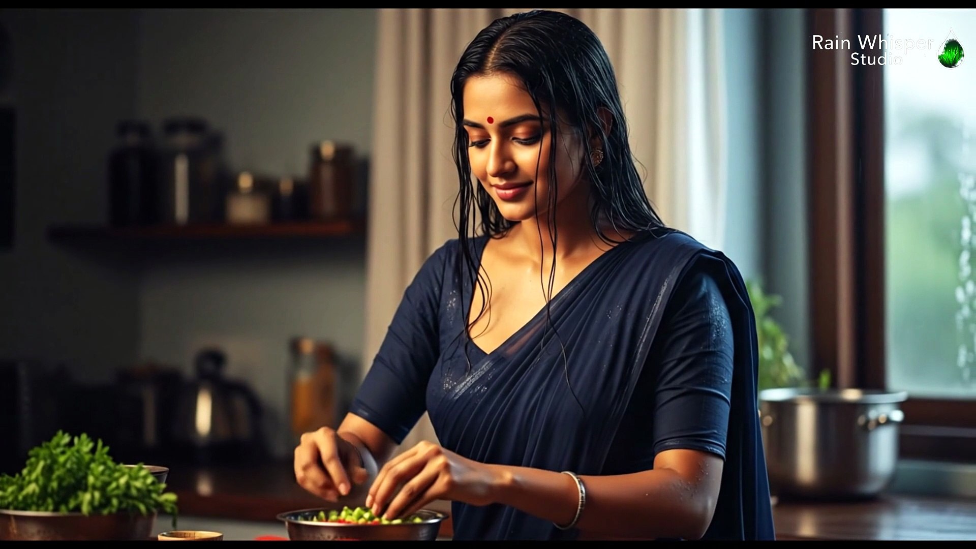 ⁣Rainy Kitchen Morning  Soft Rain Sounds & Calm Cooking  No Talking