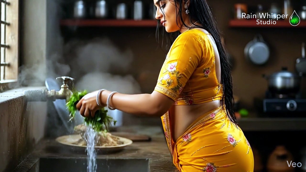 The Poetry of Rain & Silk 🌧️  A Slow Living Afternoon in a Traditional Saree