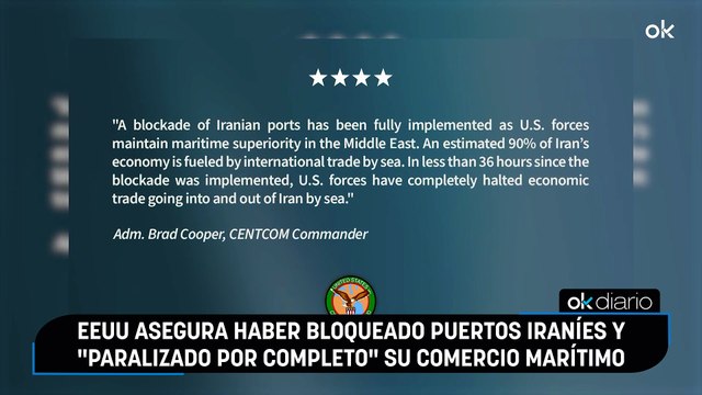 EEUU asegura haber bloqueado puertos iraníes y paralizado por completo su comercio marítimo