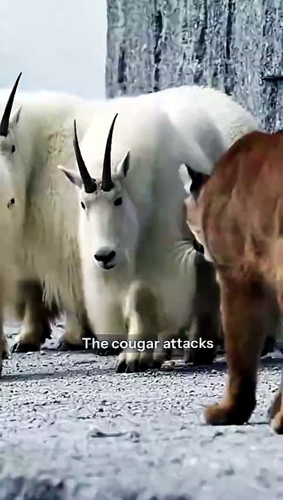 Cougar Attacks Mountain Goat Fights Back and Wins  #animals #wildlife #goats #nature #mountain