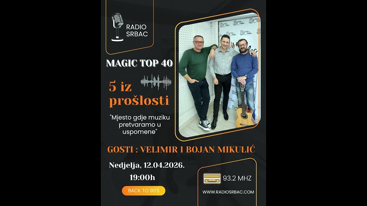 VELIMIR I BOJAN MIKULIĆ | MAGIC TOP 40 | Rubrika "5 iz prošlosti" | Radio Srbac | 12.04.2026.