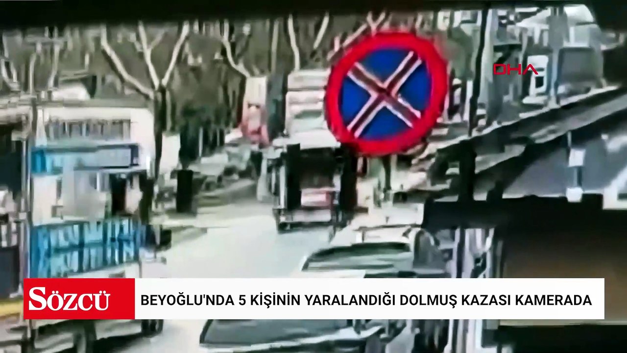 Beyoğlu'nda 5 kişinin yaralandığı dolmuş kazası kamerada