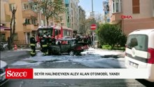 Seyir halindeyken alev alan otomobil yandı