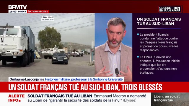 Soldat français tué au Liban: Si on s'attaque à la Finul, c'est qu'elle gêne , estime Guillaume Lasconjarias, historien militaire
