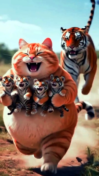 Orange Cat 🐈#kitten #orangecat #cat #funny #aicat catlovers cartoon  haha funnyvideos cutecat catlover kitty tiger 😺 vs tiger 🐅🐯🐯