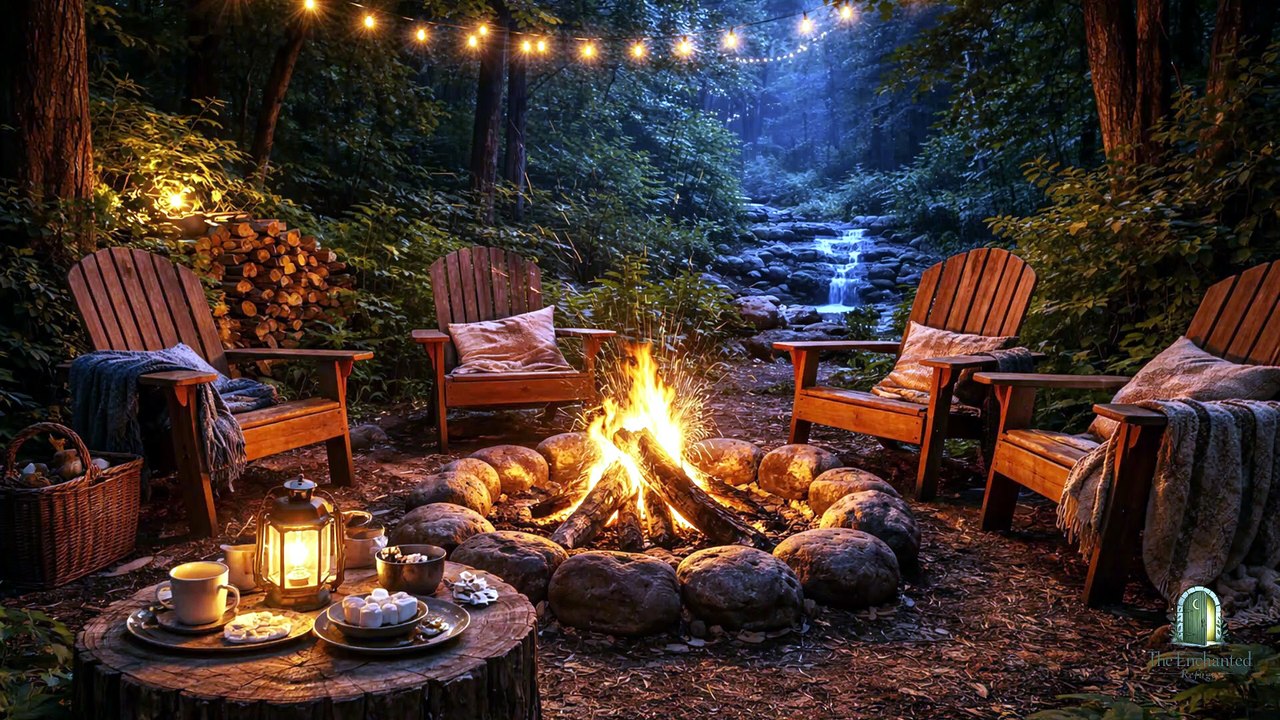 Cozy Campfire by the Creek 🔥🌙 30 Minutes of Crackling Fire & Gentle Water Sounds #natureambience