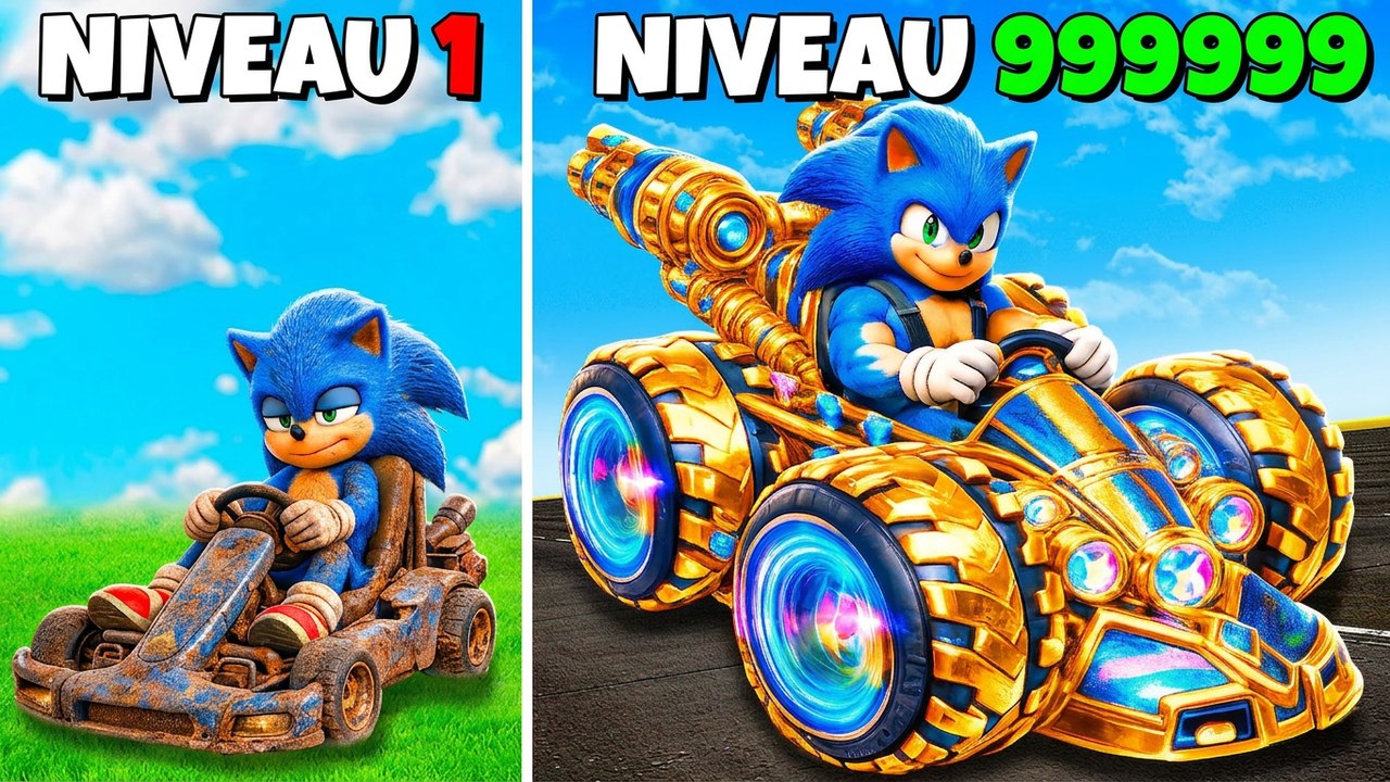 Faire évoluer le kart de Sonic du niveau 1 au niveau 1 000 000 dans GTA 5 ! (mod Sonic Movie)