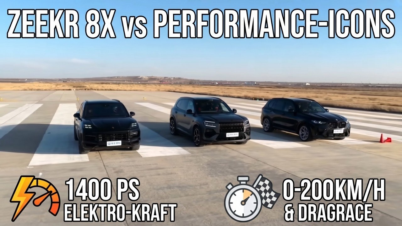 Zeekr 8X (1400 PS) vs Porsche Cayenne (354 PS) vs BMW X5M (625 PS)