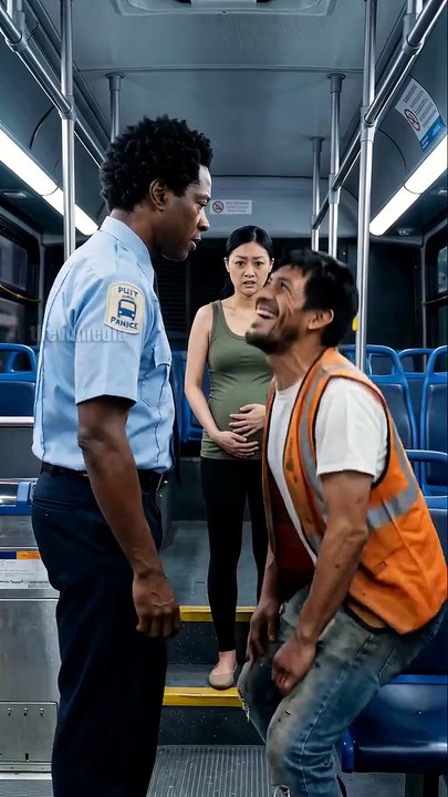 Rude Man Gets Instant Karma! A tense standoff on a city street as a police officer arrives to address a hostile incident occurring on a stopped NYC bus.