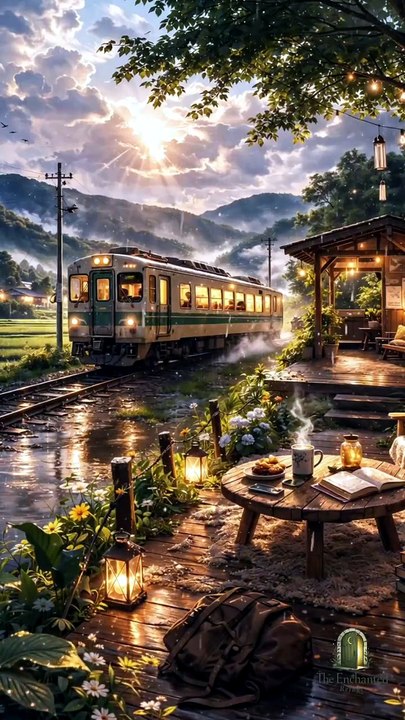 🌧️ Rainy Train Stop | Cozy Countryside Ambience