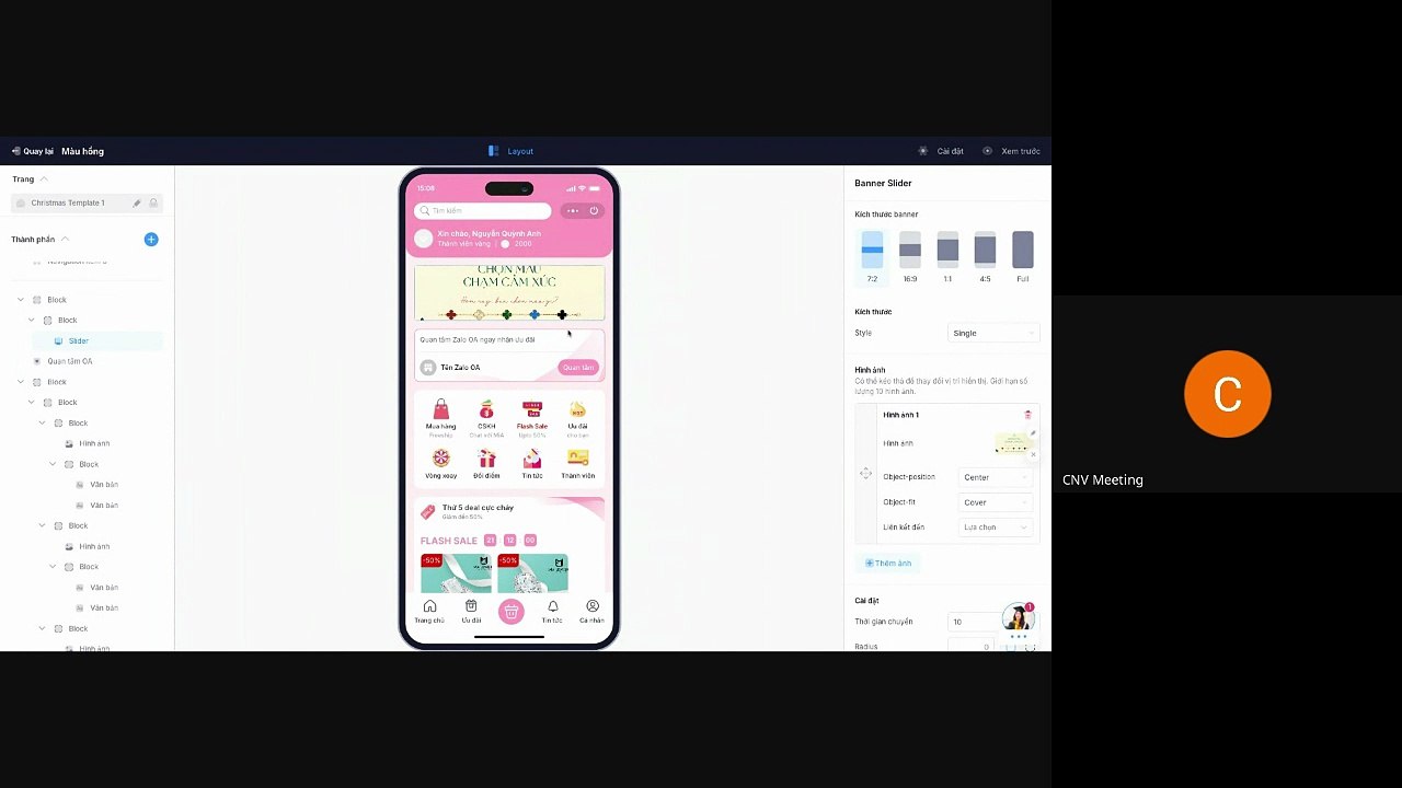 7. Hướng dẫn setup layout Zalo Mini App studio
