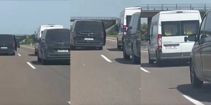 ¡Pánico en la carretera! Tres furgonetas de fanáticos de la Real Sociedad intentan mandar a la cuneta a una autocaravana por llevar la bandera de España