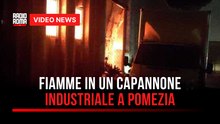 Fiamme in un capannone industriale a Pomezia, colonna di fumo visibile fino a Roma