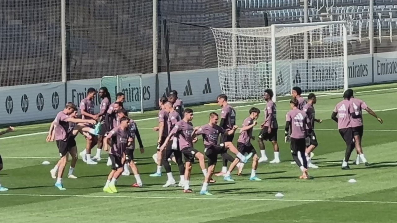 La cara de Camavinga durante el entrenamiento del Real Madrid