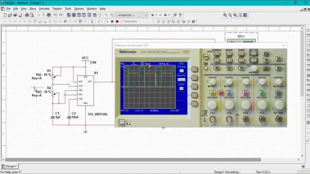 Electrónica de Potencia - 555& Amplificador inversor Multisim 14.3