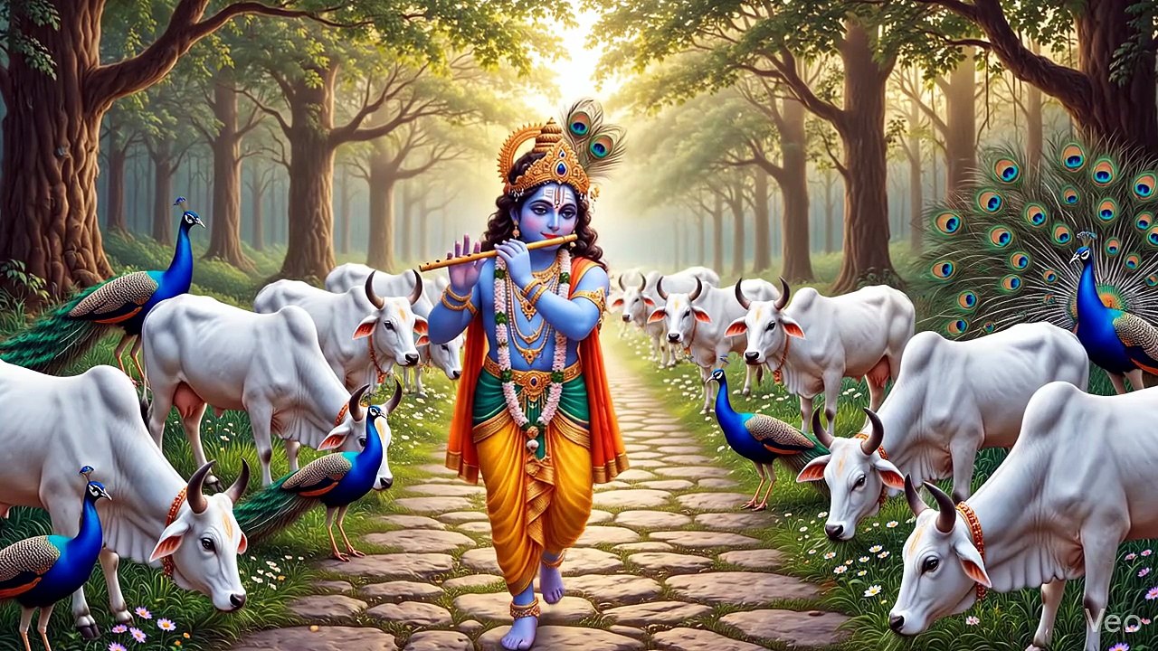 कन्हैया की बांसुरी और मोर-गाय का प्रेम