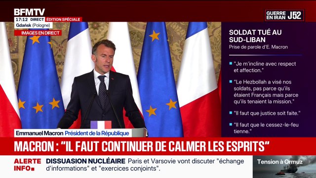 Nous sommes pour la désescalade dans le détroit d'Ormuz, affirme Emmanuel Macron