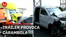 Tráiler embiste 10 vehículos en el Circuito Exterior Mexiquense; hay un fallecido