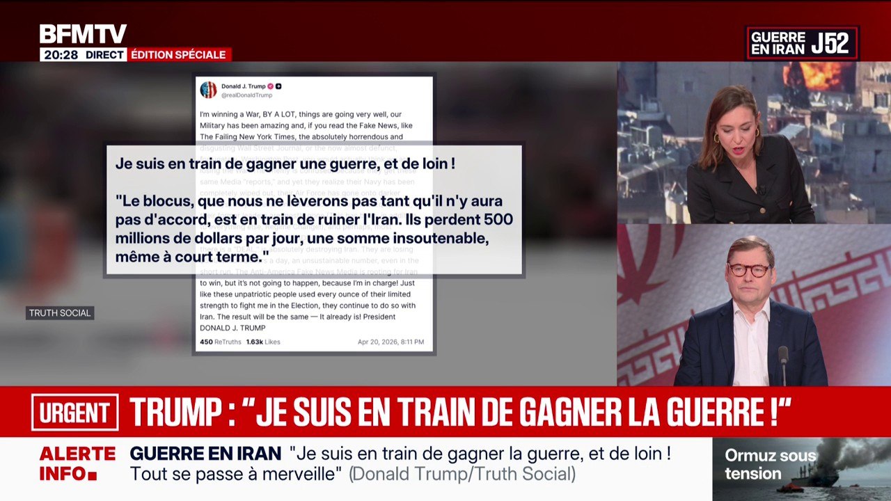 Guerre au Moyen-Orient: Donald Trump affirme que le blocus du détroit d'Ormuz sera levé "en cas d'accord"