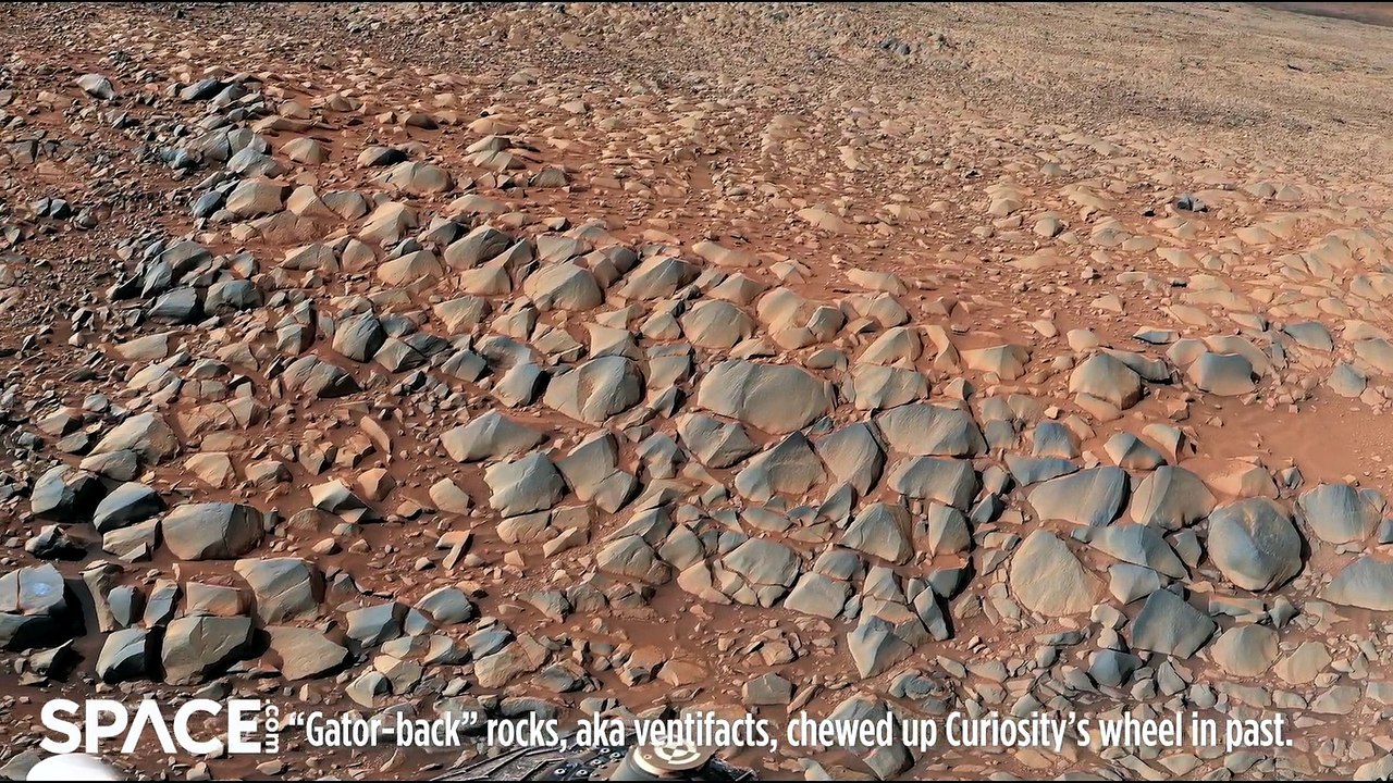 Sharp Martian Rocks Turns Curiosity Rover