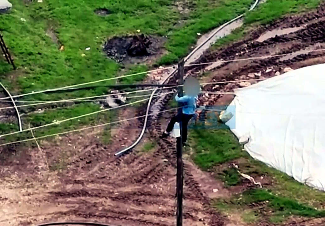Kaçak elektrik hattı denetiminde dikkat çeken anlar