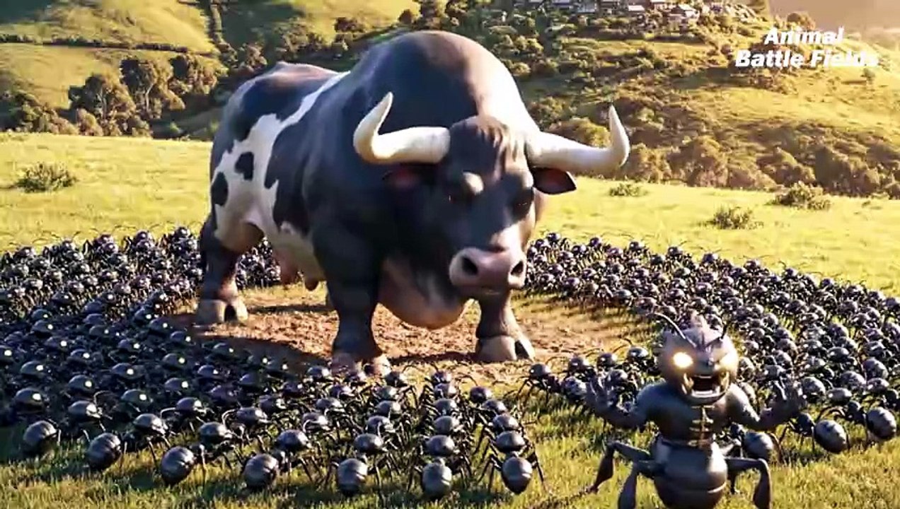 Australian cow vs ant fight