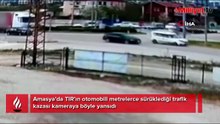 Önüne kattığı otomobili metrelerce böyle sürükledi!