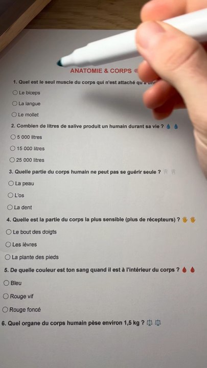 Quiz sur l’anatomie et le corps