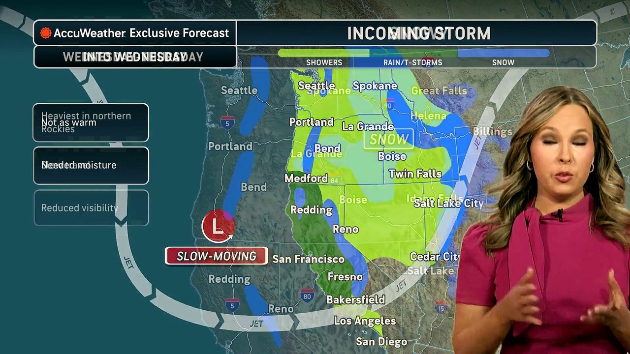 Rain in California, snow in Rockies, wildfire risk in Southwest