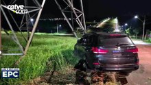 Torre atingida por carro em Cascavel segue torta e será substituída em até 10 dias